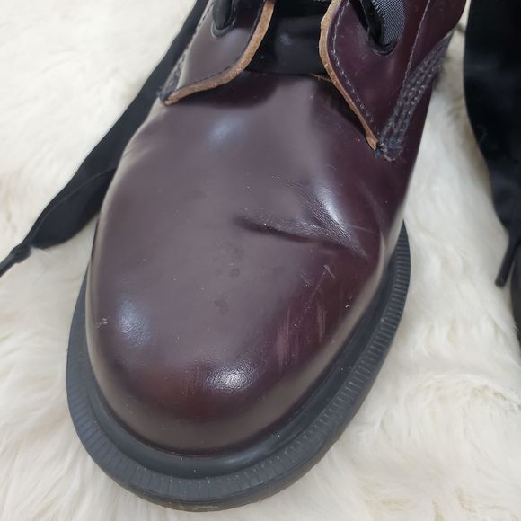 Dr. Martens Made in England Cherry Red Lace Up Combat Boots - Picture 2 of 16